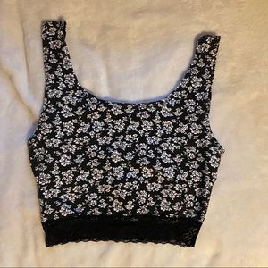 Black Floral Crop Top